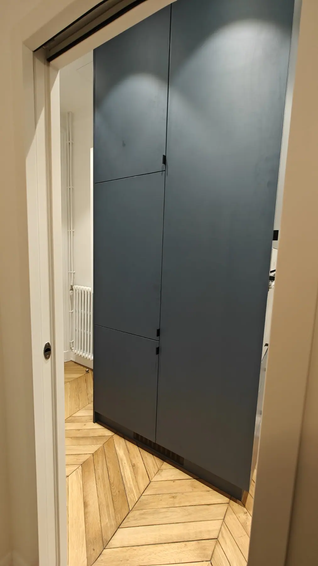 Grand placard sur mesure aux façades bleu nuit