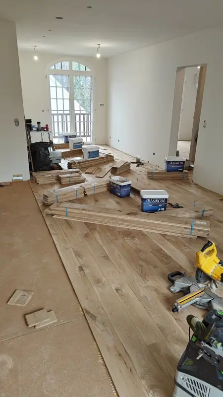 Pose du parquet en chêne